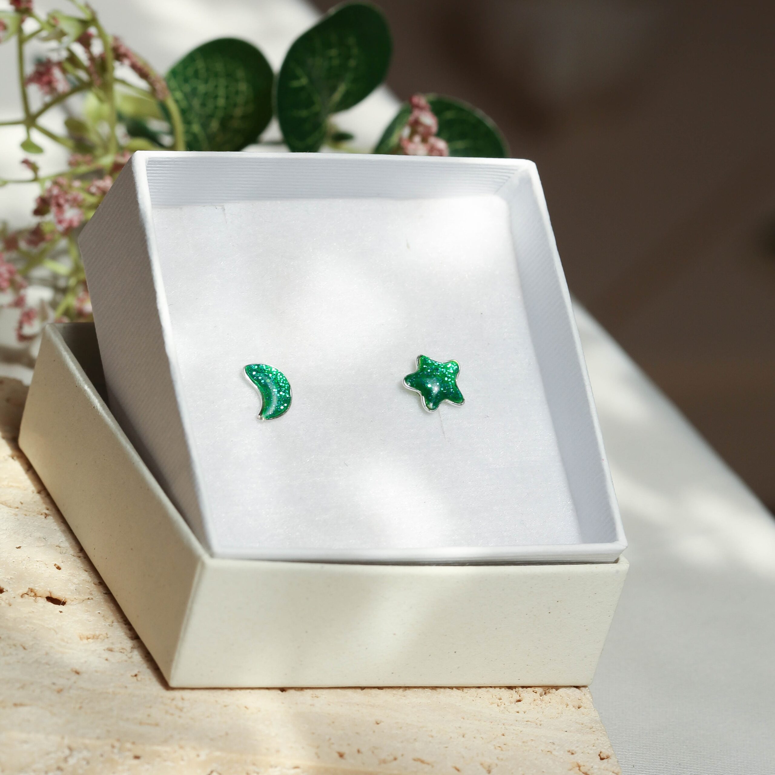 Emerald star and moon